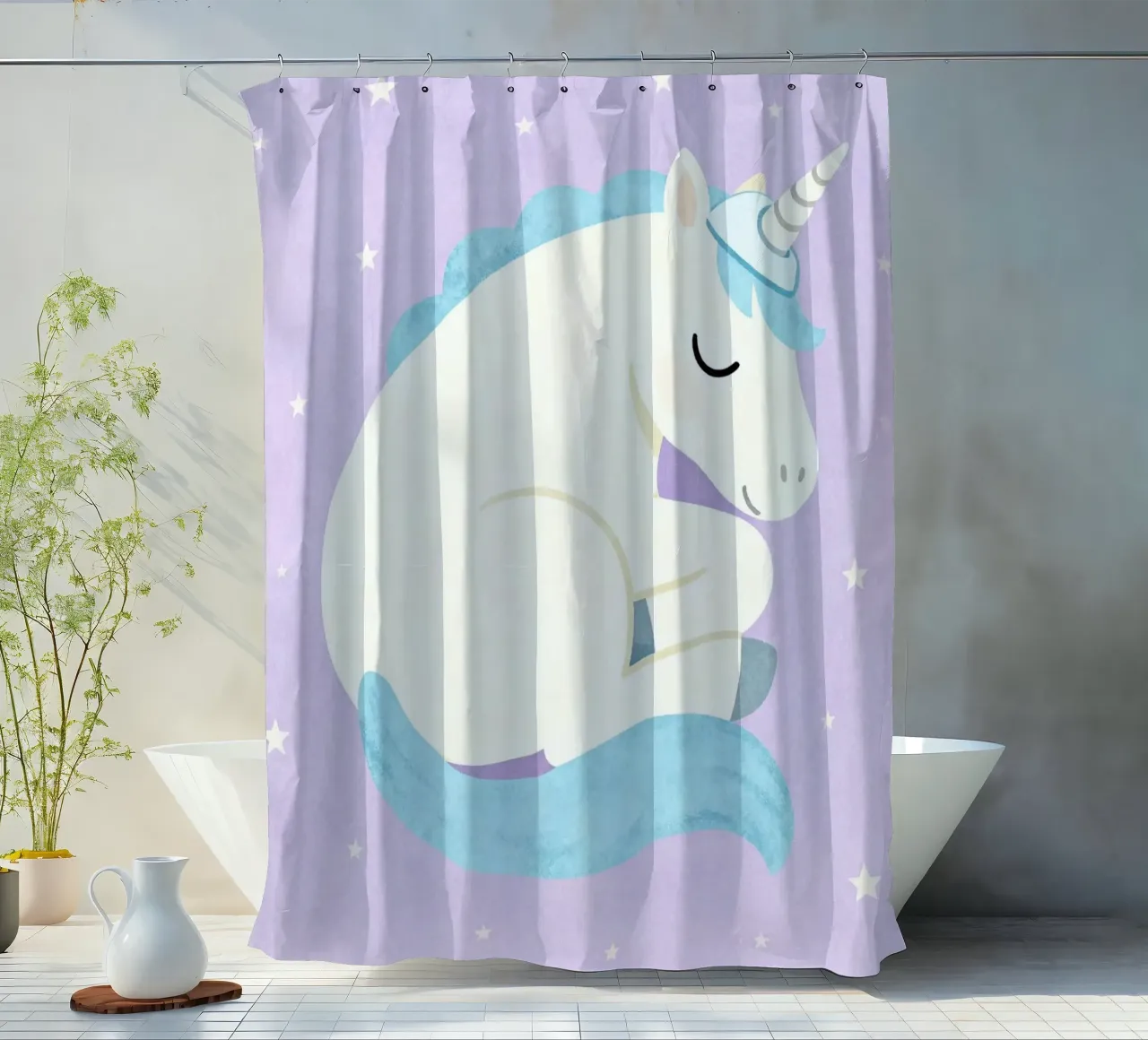 Sleeping Unicorn Under the Stars tenda da doccia da EverLuvv Studio