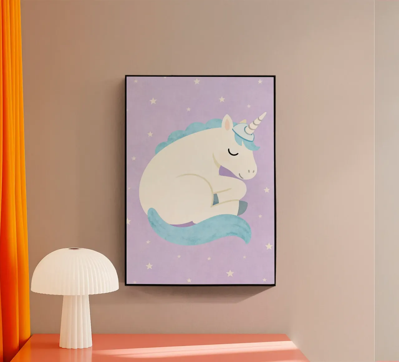 Sleeping Unicorn Under the Stars plexiglass da EverLuvv Studio