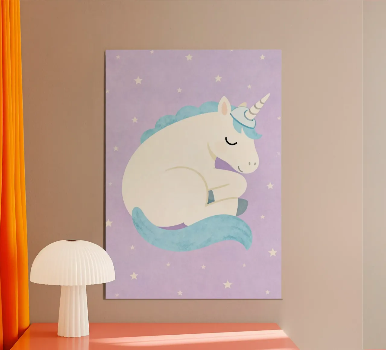 Sleeping Unicorn Under the Stars alluminio dibond da EverLuvv Studio