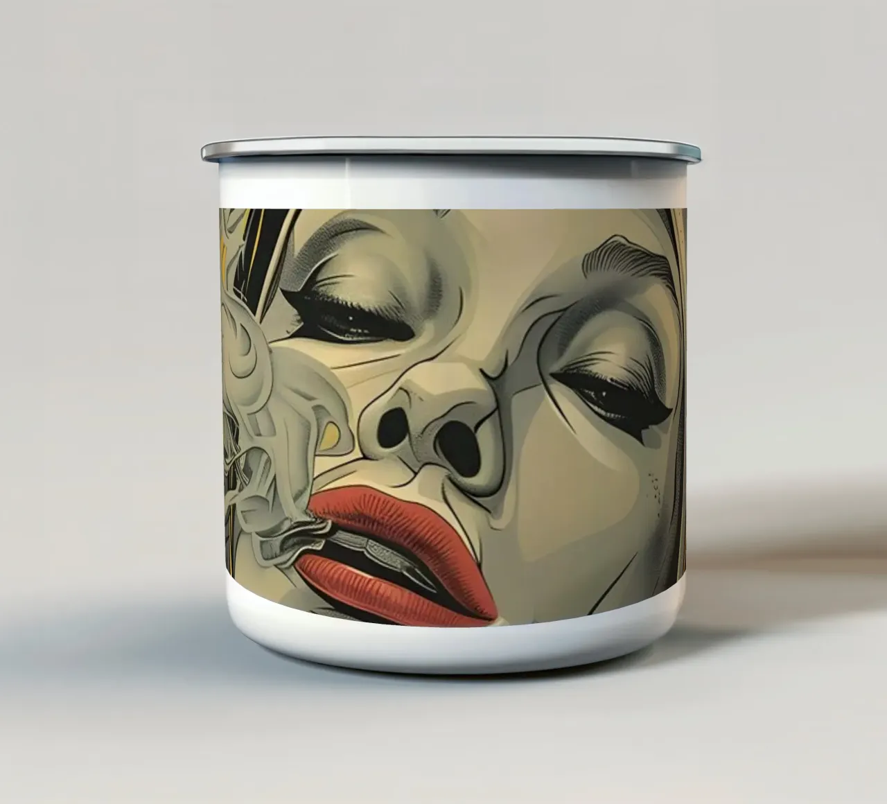 La suora fumatrice tazza in smalto da M-Ulrich-Digital Art