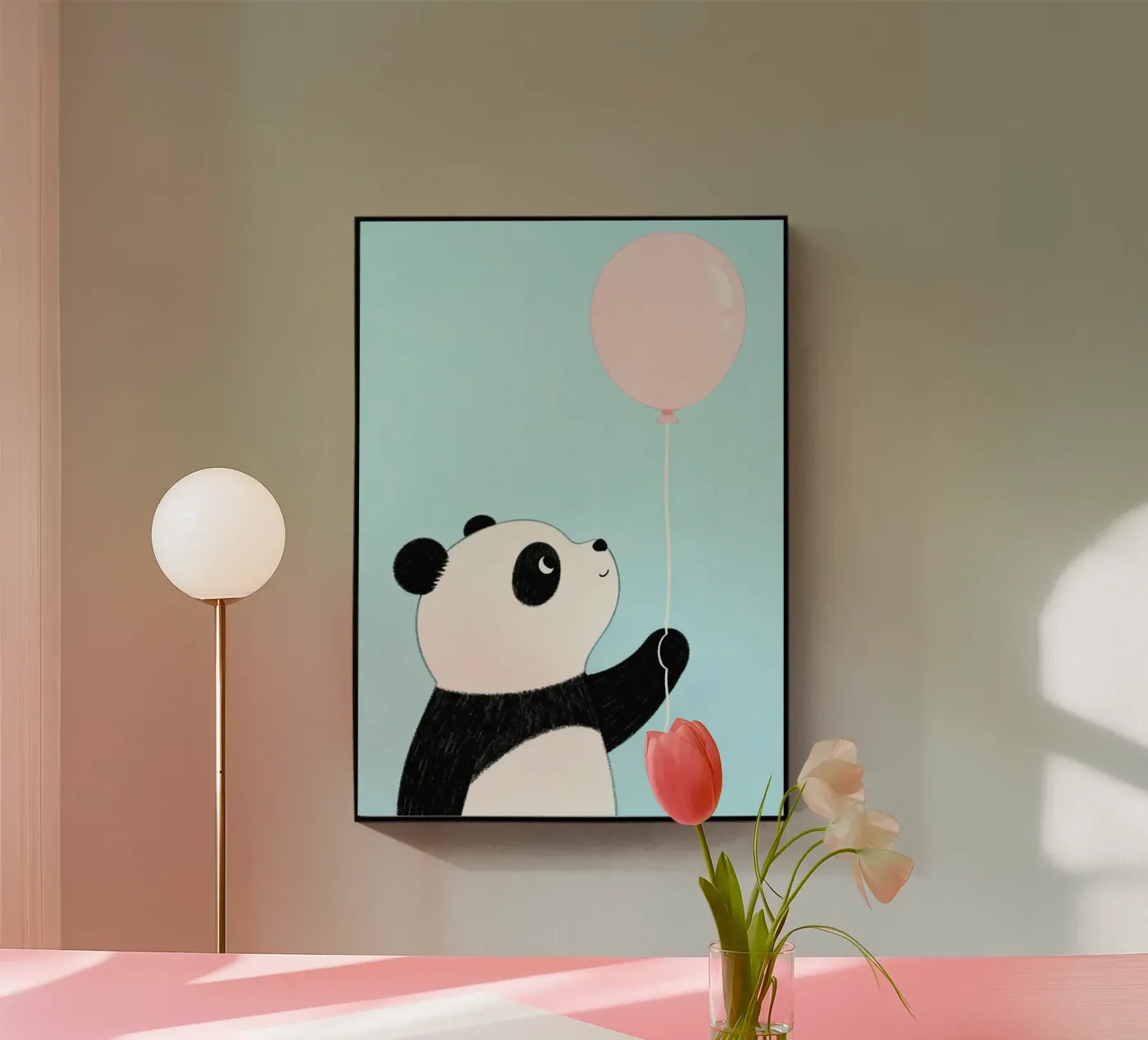 Cute Panda with Balloon plexiglass da EverLuvv Studio