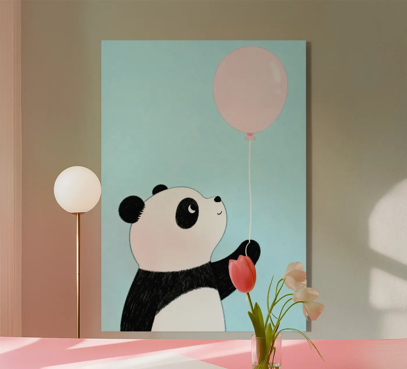 Cute Panda with Balloon plexiglass da EverLuvv Studio