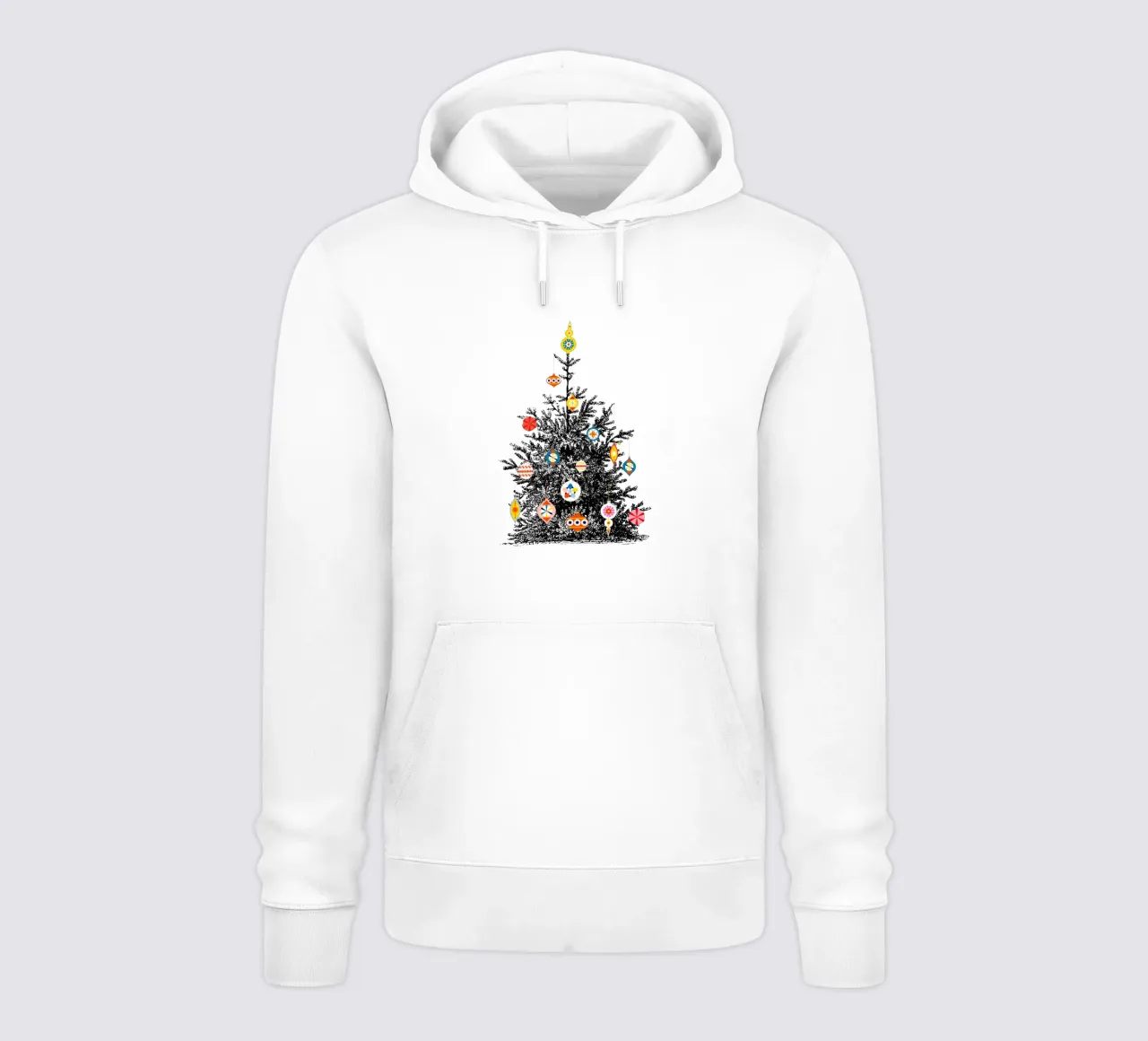 Retro Christmas Tree With Colorful Ornaments felpa con cappuccio da showmemars