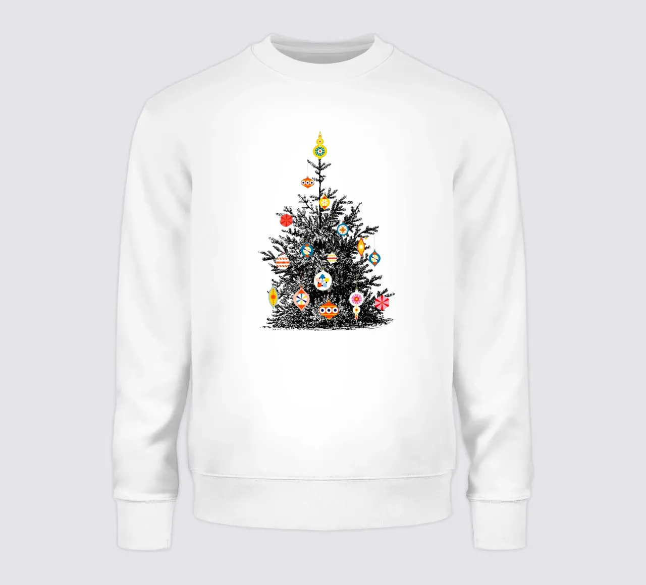 Retro Christmas Tree With Colorful Ornaments felpa da showmemars