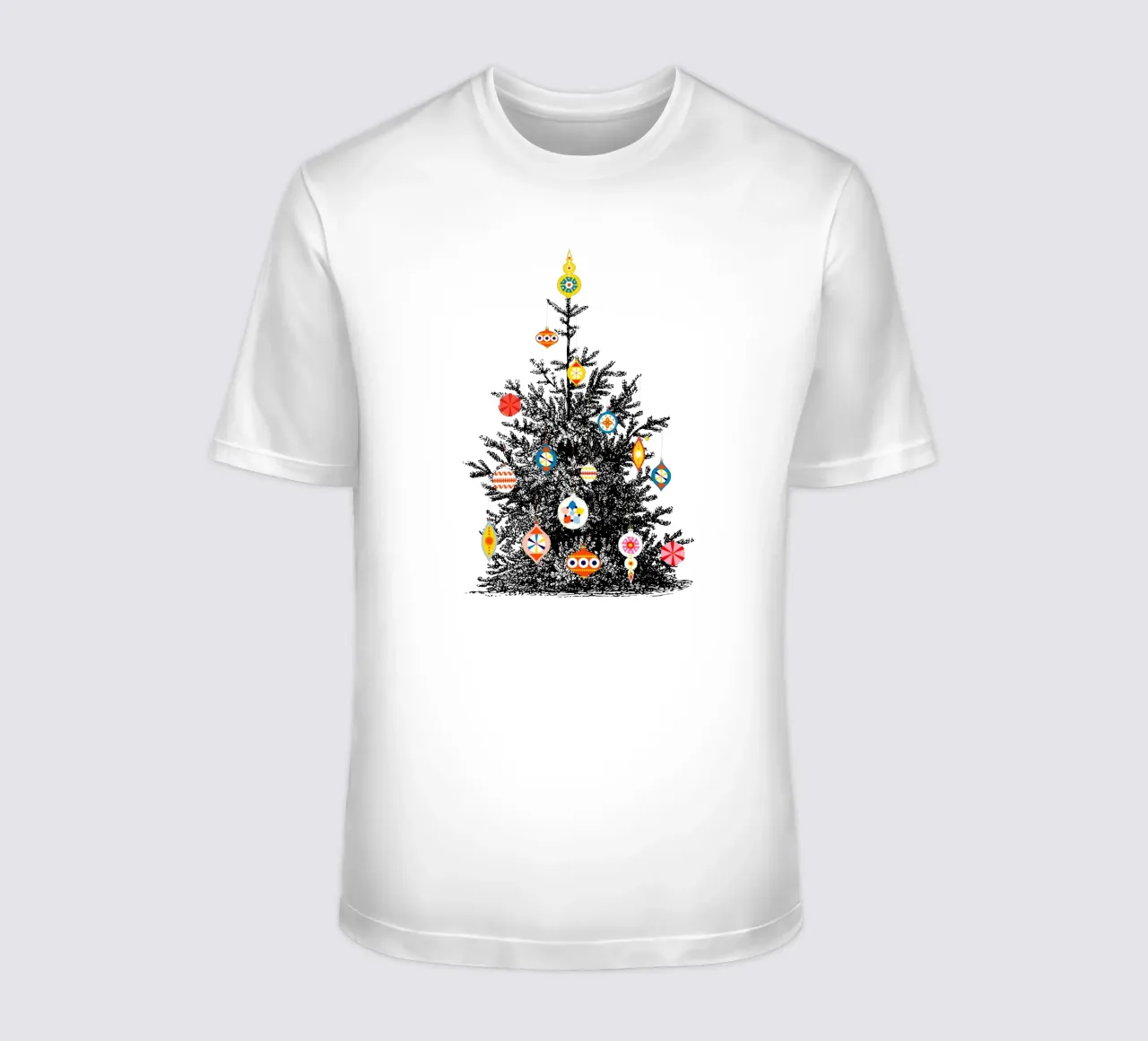 Retro Christmas Tree With Colorful Ornaments t-shirt da showmemars
