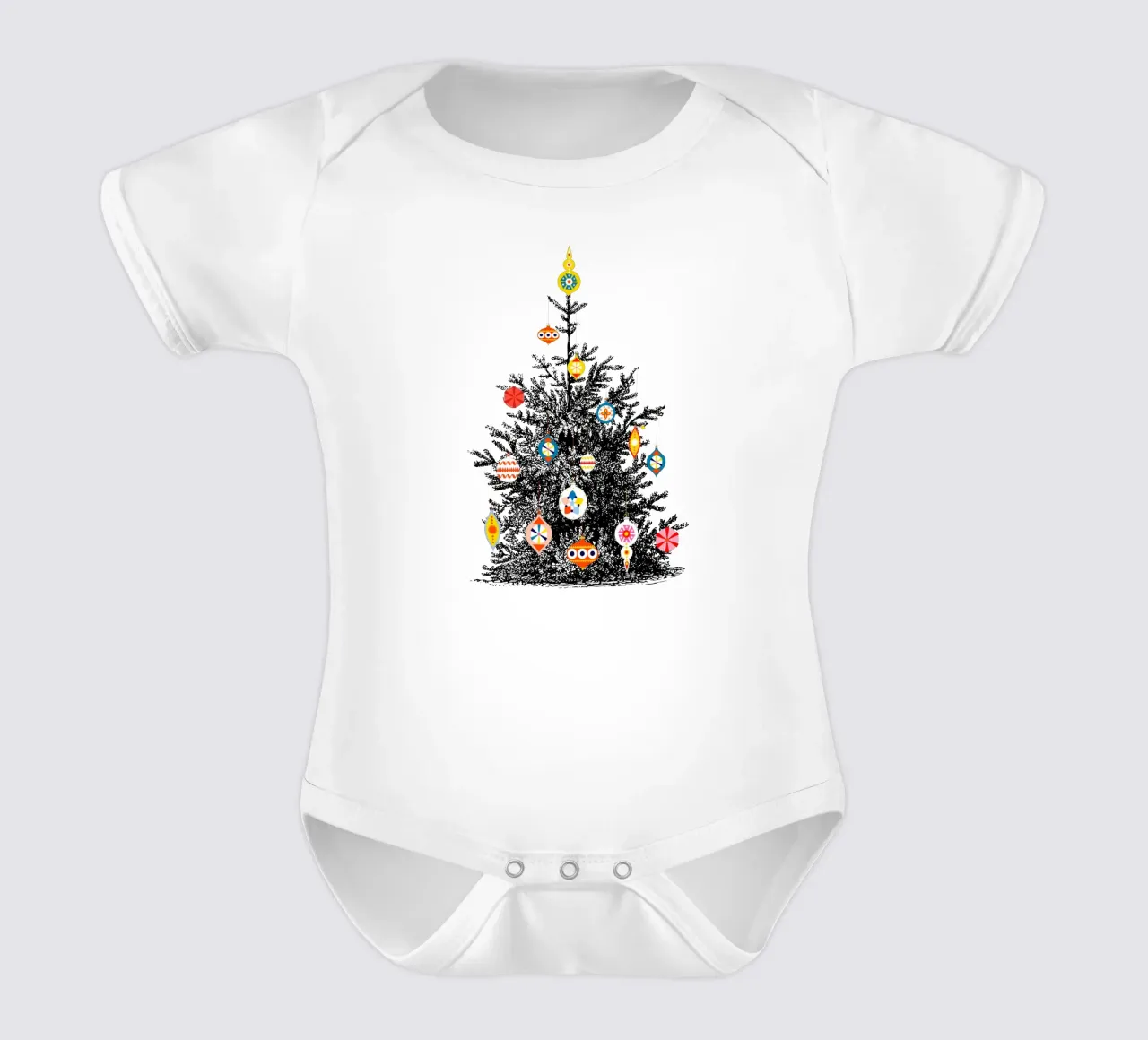Retro Christmas Tree With Colorful Ornaments babyrompertje korte mouwen van showmemars