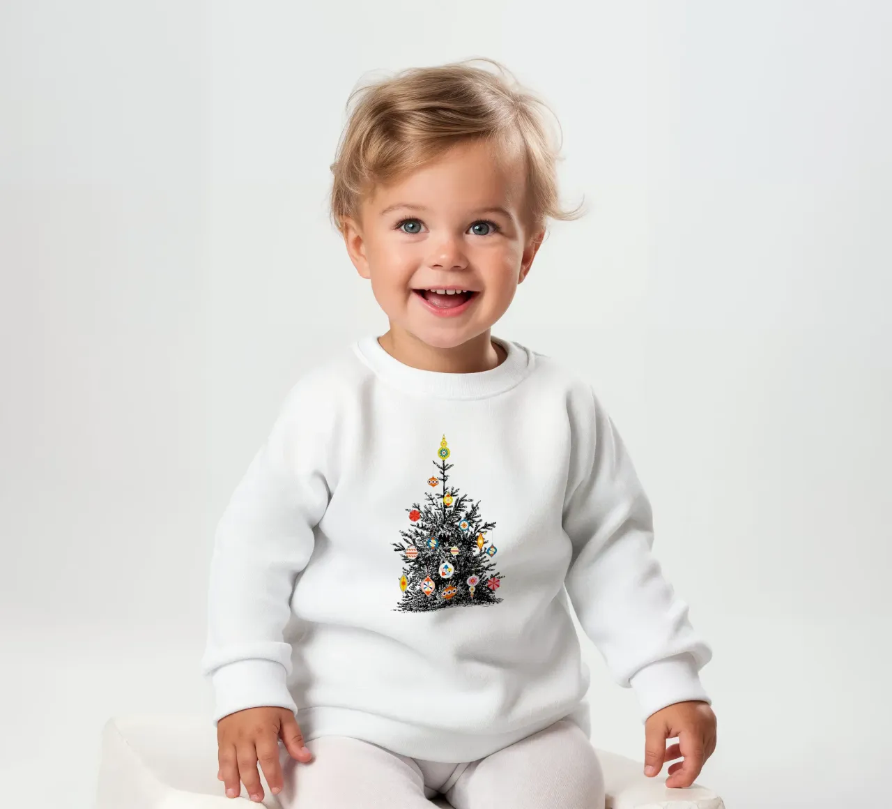 Árbol de Navidad retro con adornos de colores sudadera de bebé de showmemars