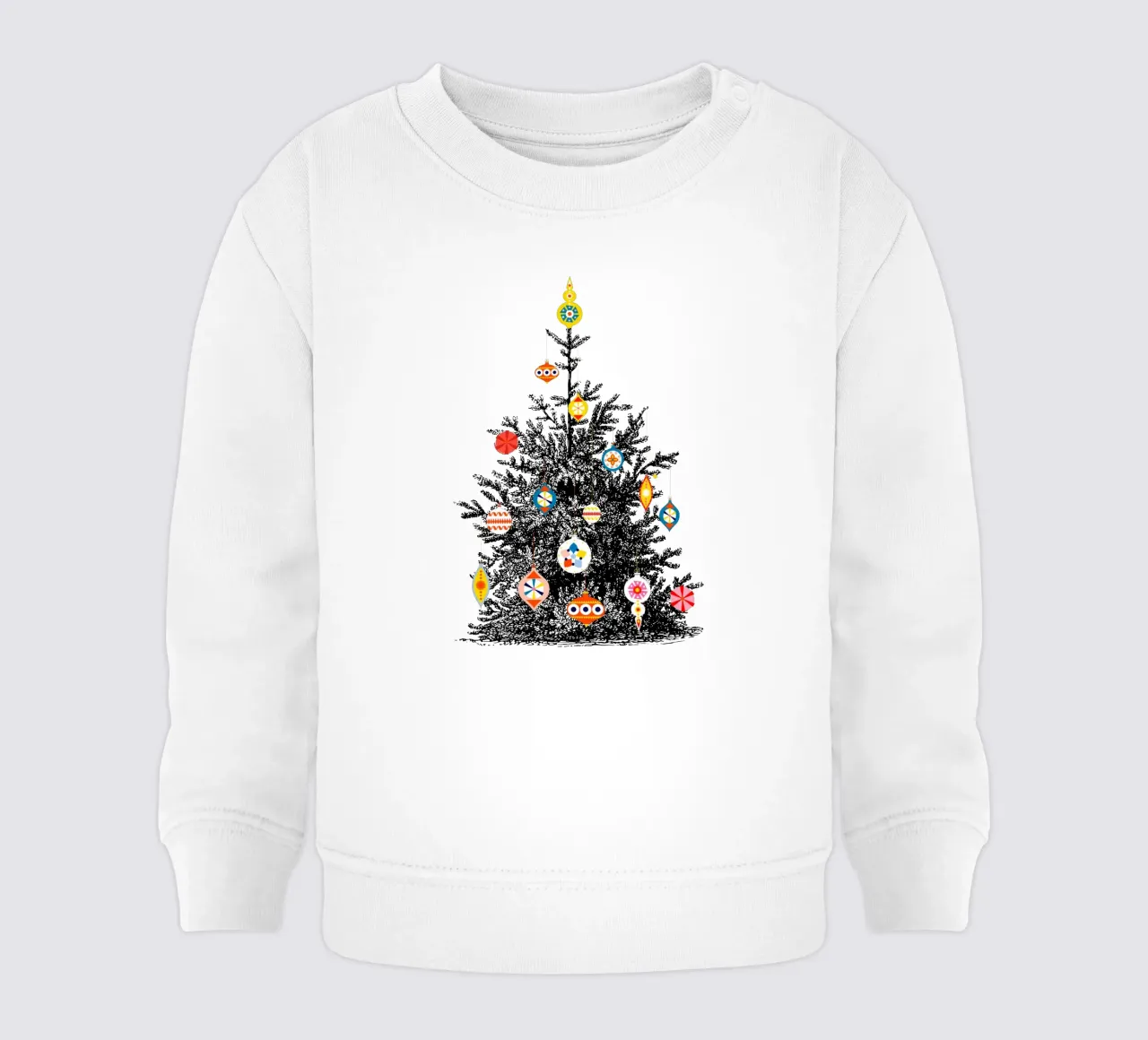 Árbol de Navidad retro con adornos de colores sudadera de bebé de showmemars