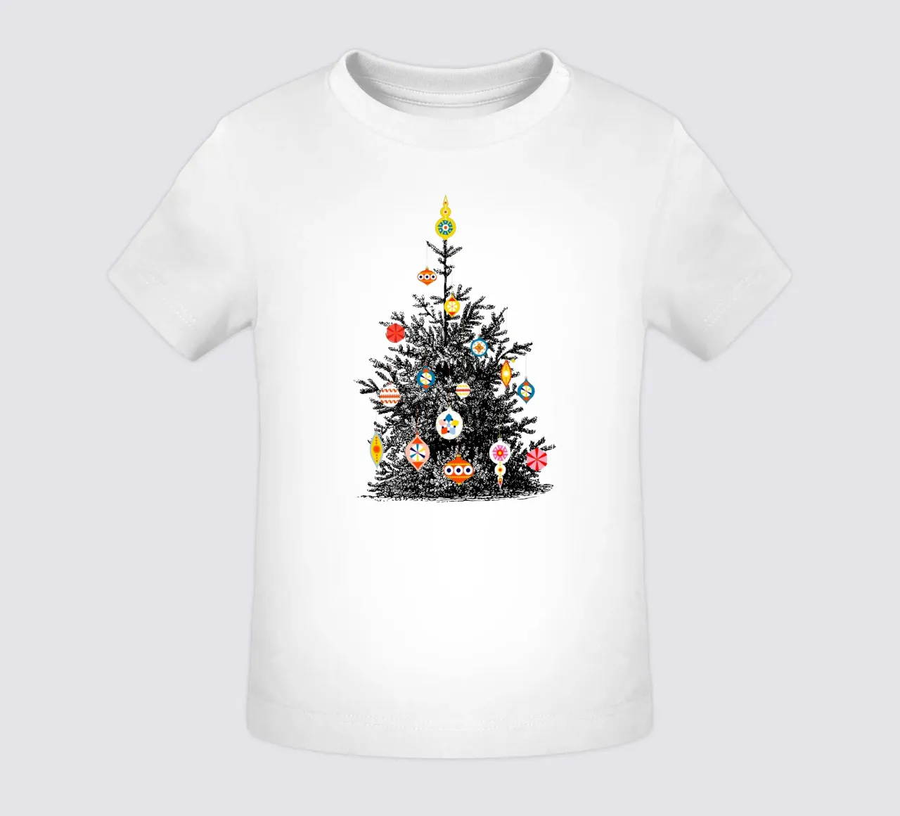 Retro Christmas Tree With Colorful Ornaments maglietta neonato da showmemars