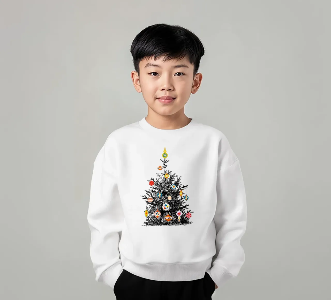 Retro Christmas Tree With Colorful Ornaments felpa bambino da showmemars