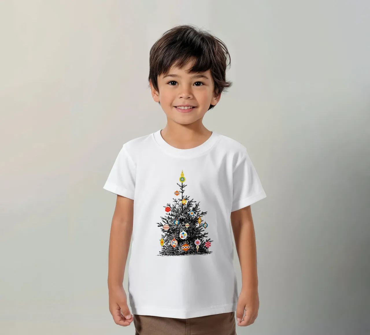 Retro Christmas Tree With Colorful Ornaments t-shirt bambini da showmemars