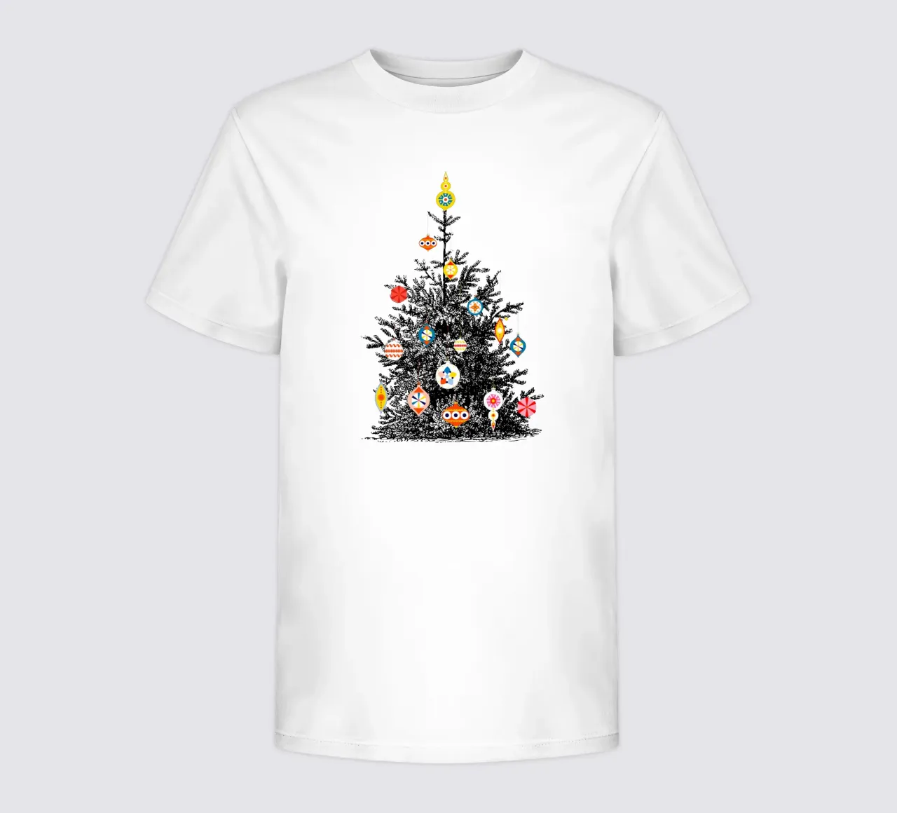Retro Christmas Tree With Colorful Ornaments t-shirt bambini da showmemars