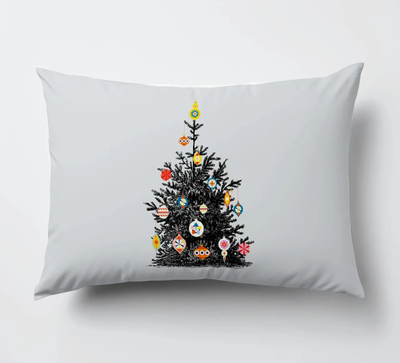 Retro Christmas Tree With Colorful Ornaments cuscino da showmemars