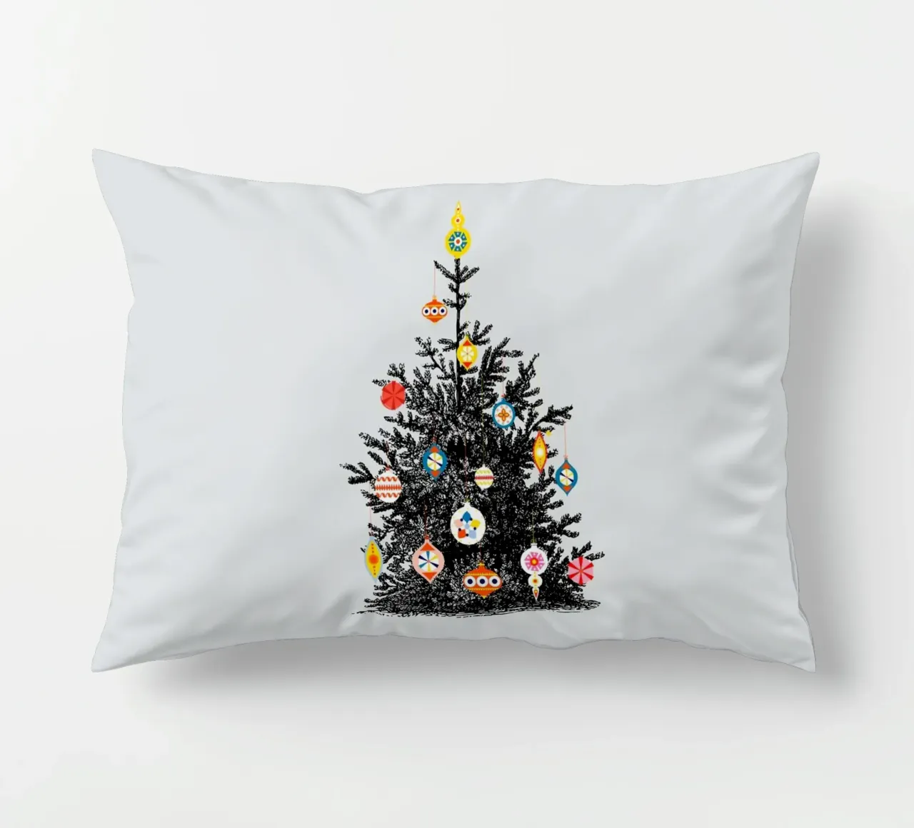 Retro Christmas Tree With Colorful Ornaments cuscino da showmemars