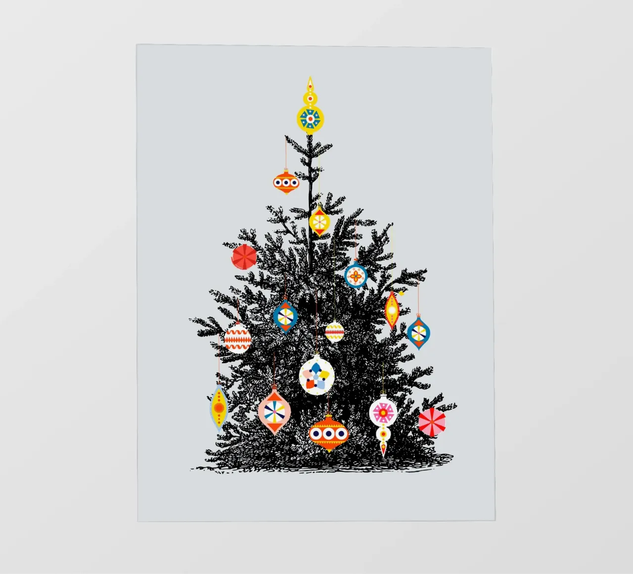 Retro Christmas Tree With Colorful Ornaments pellicola backlit da showmemars