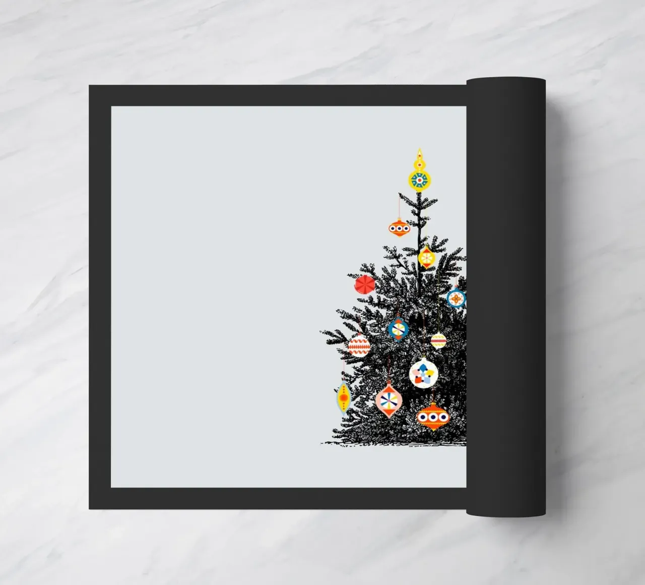 Retro Christmas Tree With Colorful Ornaments felpudo de showmemars