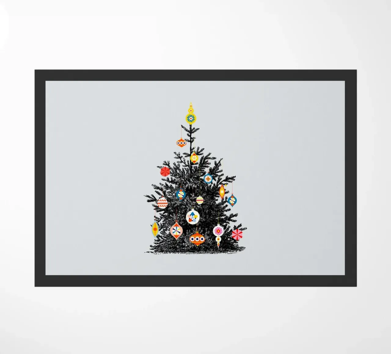 Retro Christmas Tree With Colorful Ornaments felpudo de showmemars