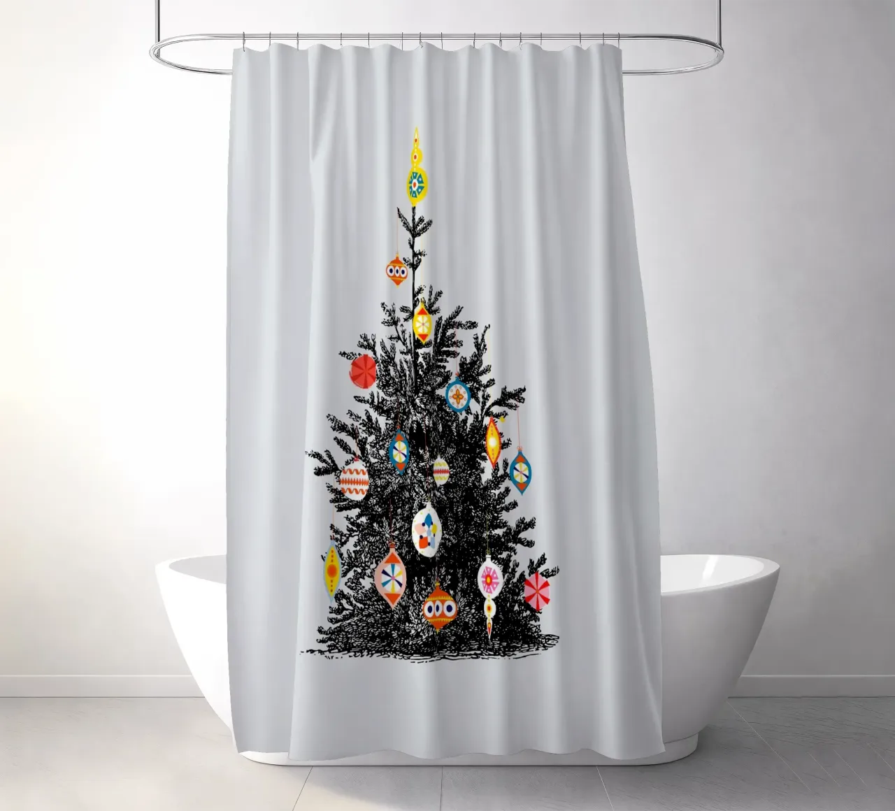 Retro Christmas Tree With Colorful Ornaments tenda da doccia da showmemars