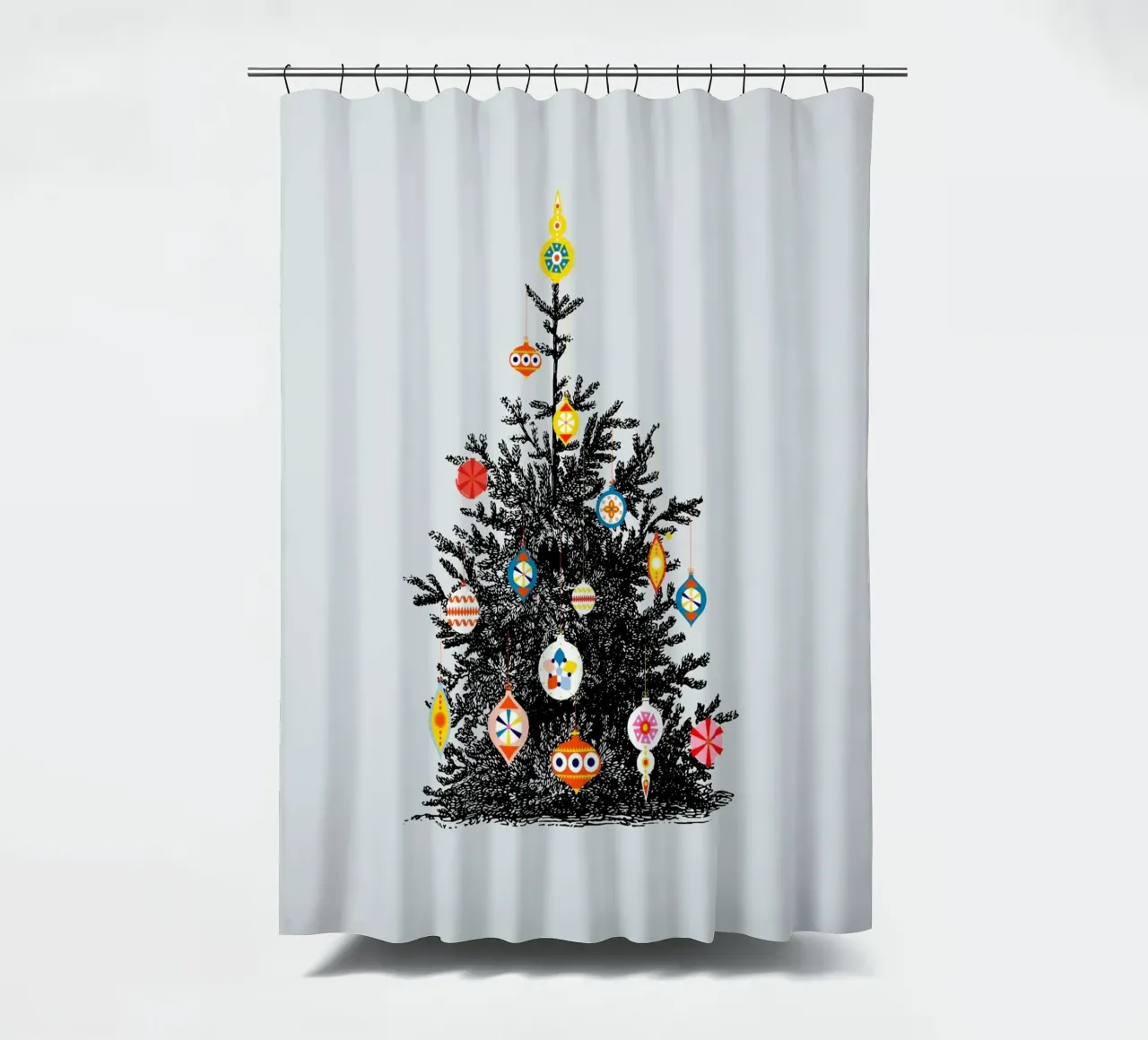 Retro Christmas Tree With Colorful Ornaments tenda da doccia da showmemars