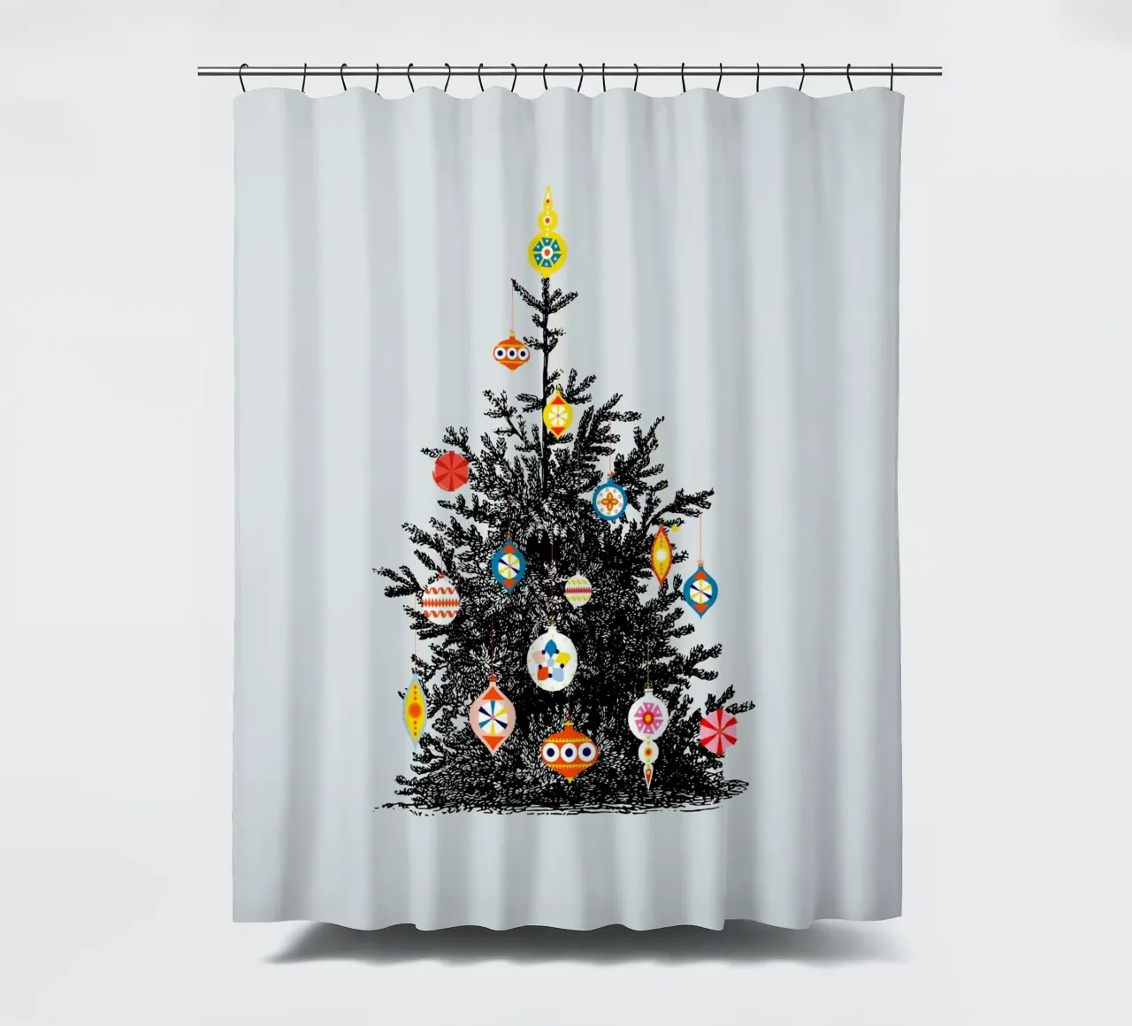 Retro Christmas Tree With Colorful Ornaments tenda da doccia da showmemars