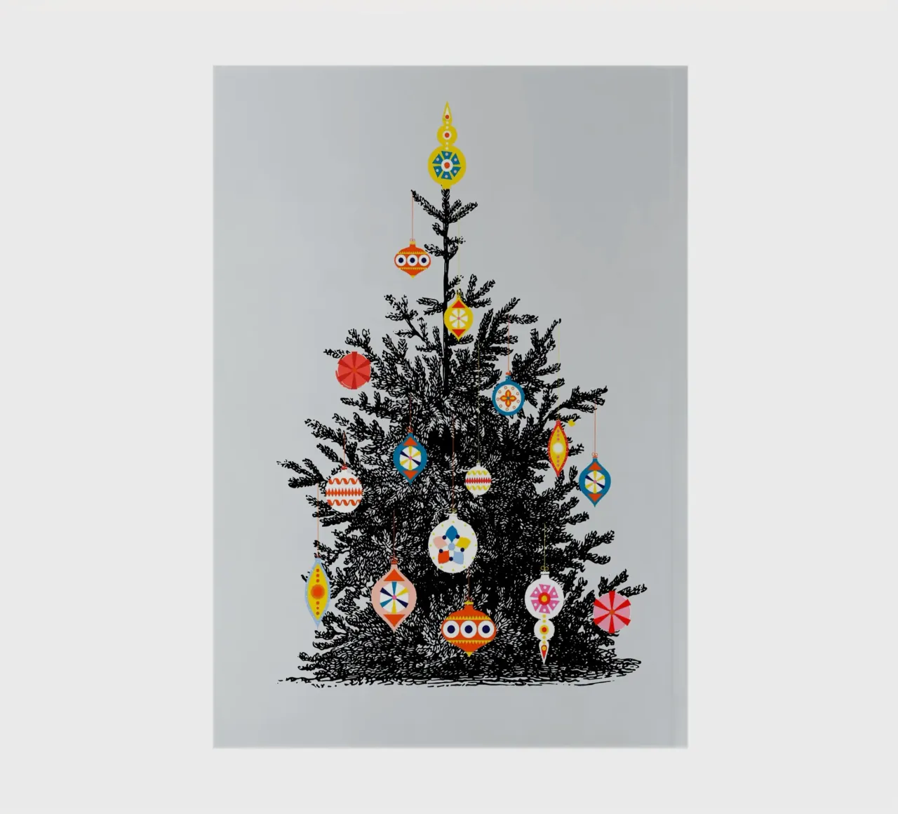 Retro Christmas Tree With Colorful Ornaments notebook by showmemars