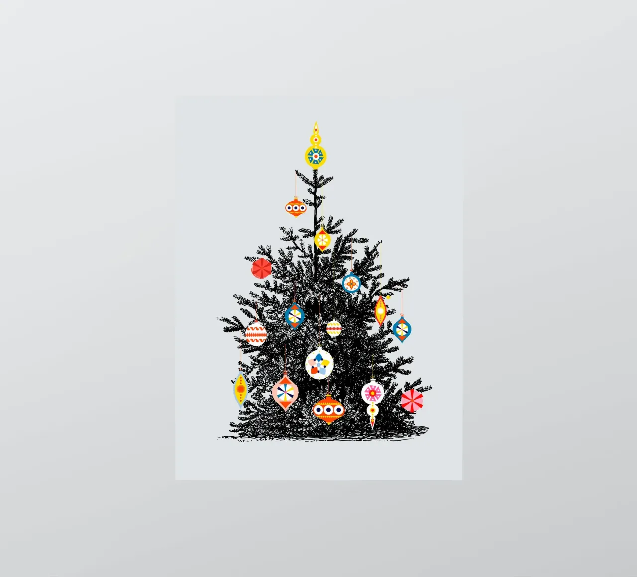 Retro Christmas Tree With Colorful Ornaments adesivo da showmemars