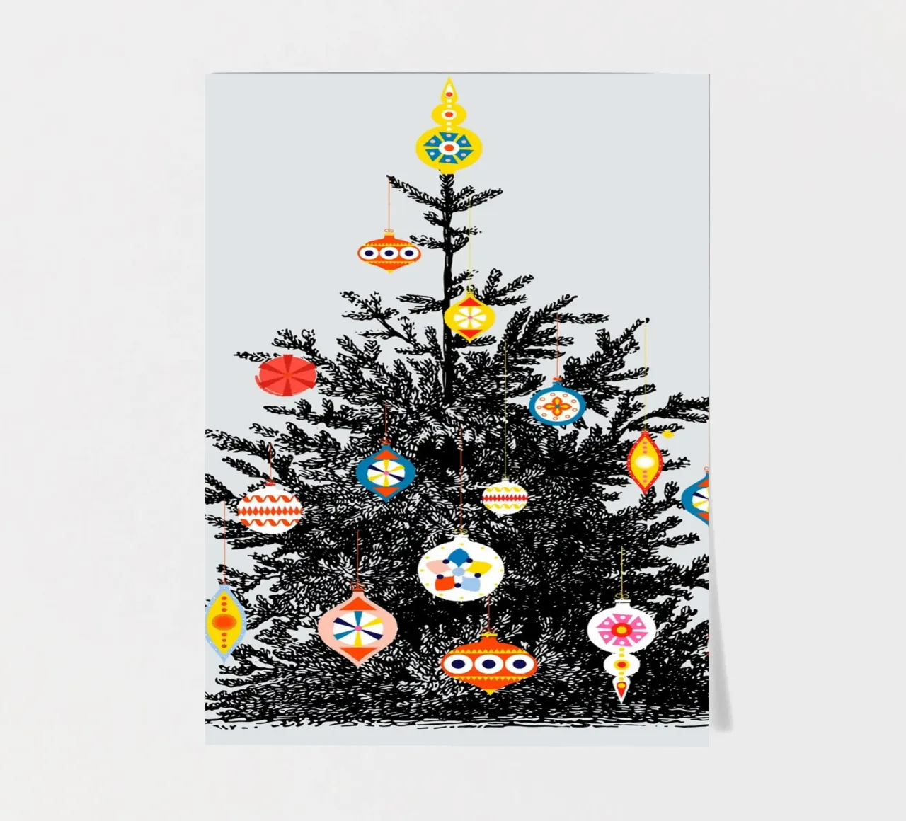 Retro Christmas Tree With Colorful Ornaments foglio adesivo da showmemars