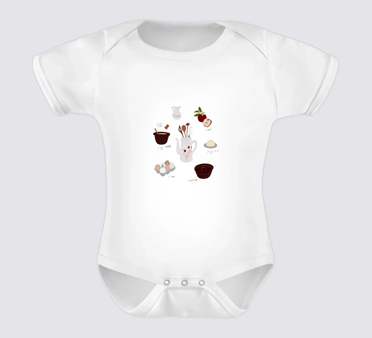Apfelkuchen Rezept body neonato maniche corte da Sophie Augustin Illustration