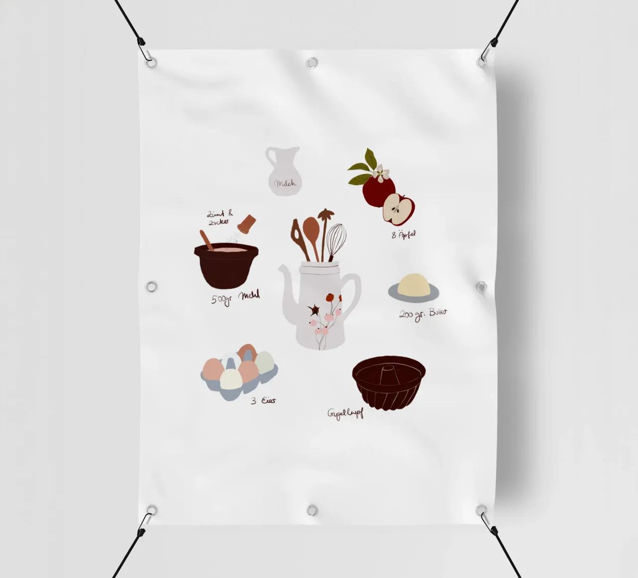 Apfelkuchen Rezept telo in pvc da Sophie Augustin Illustration