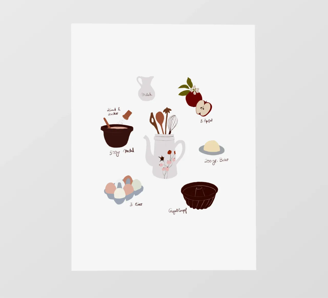 Apfelkuchen Rezept telo in pvc da Sophie Augustin Illustration
