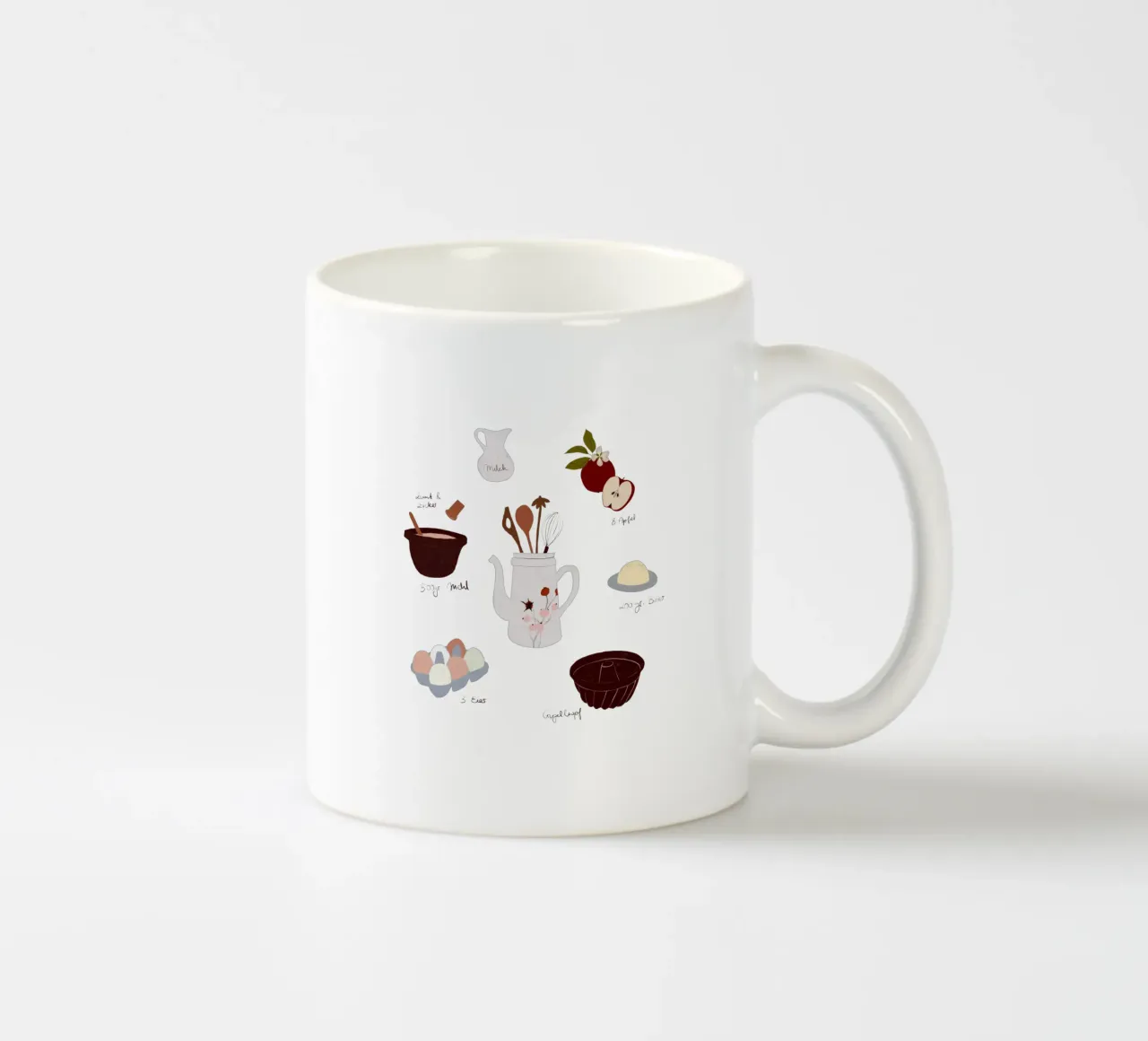 Apfelkuchen Rezept tazza in ceramica da Sophie Augustin Illustration