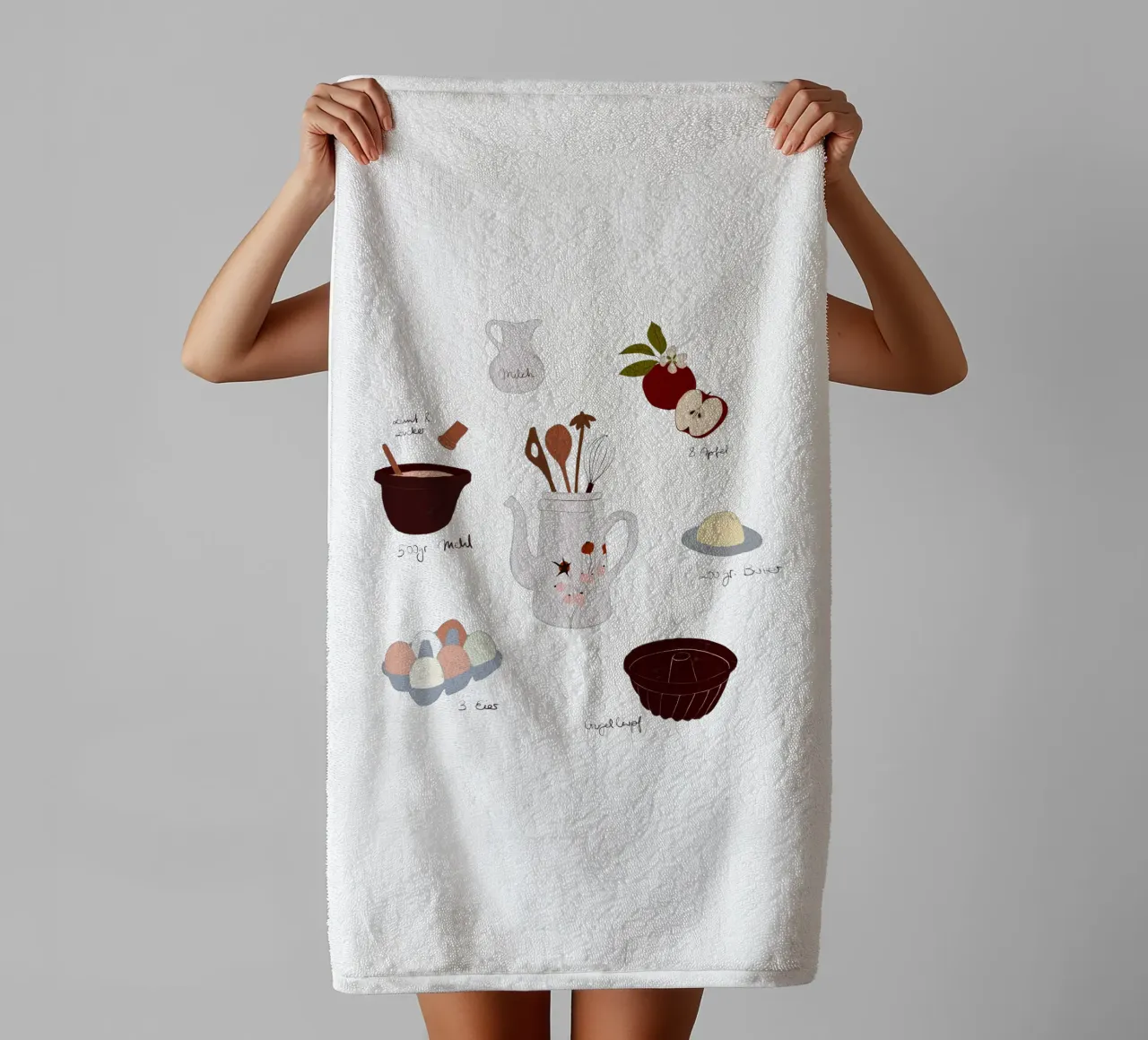Apfelkuchen Rezept asciugamano da bagno da Sophie Augustin Illustration