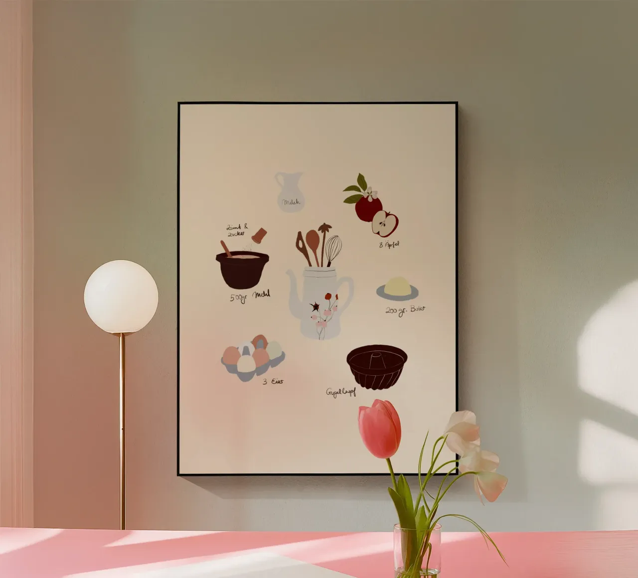 Apfelkuchen Rezept plexiglass da Sophie Augustin Illustration