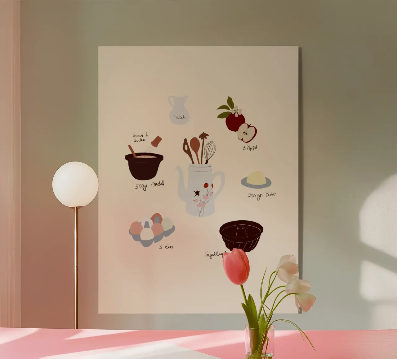 Apfelkuchen Rezept plexiglass da Sophie Augustin Illustration