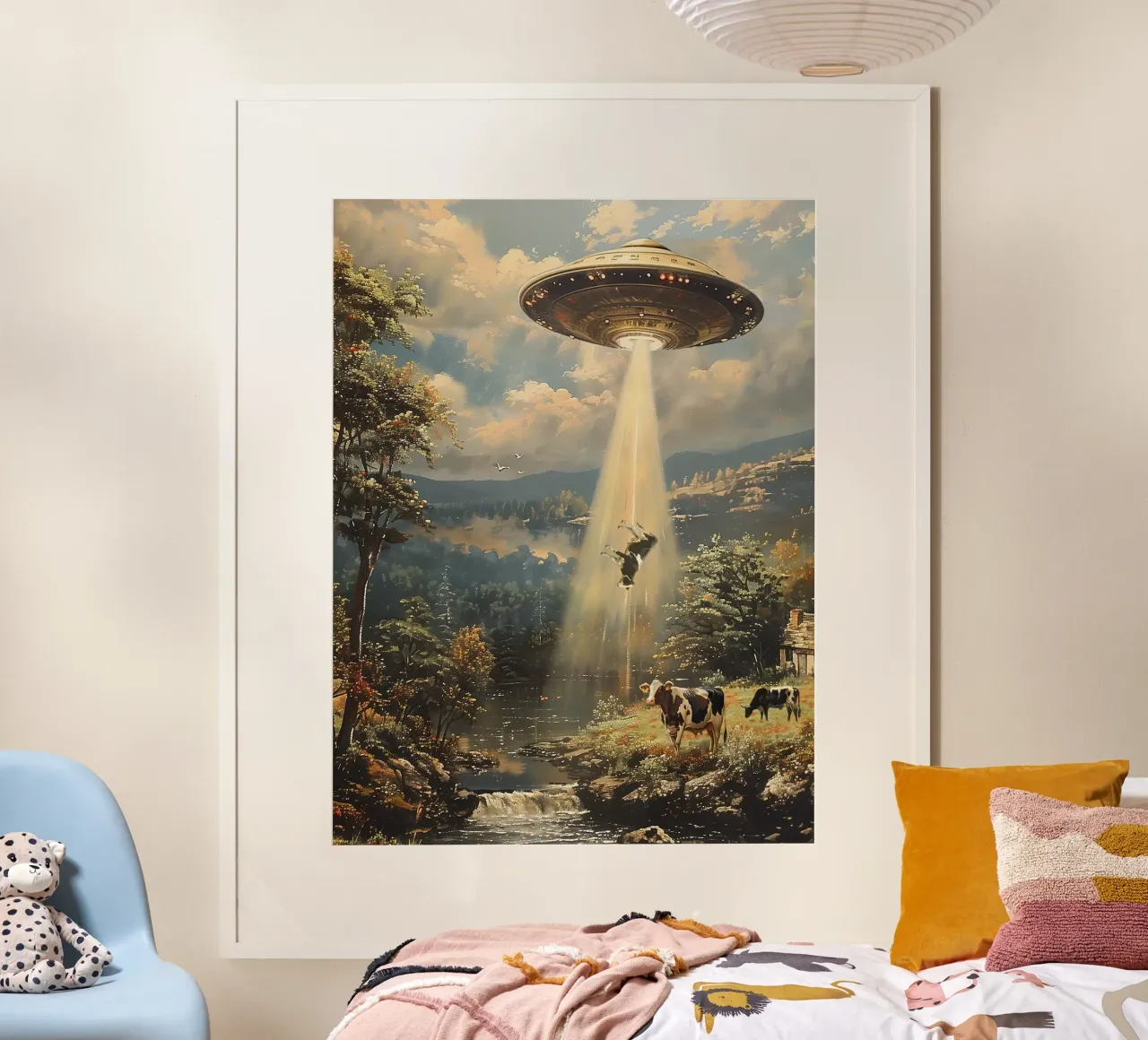 Alien Cow-spiracy poster con telaio in legno da Dikhotomy