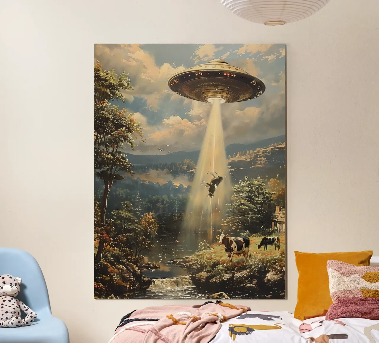 Alien Cow-spiracy poster con telaio in legno da Dikhotomy