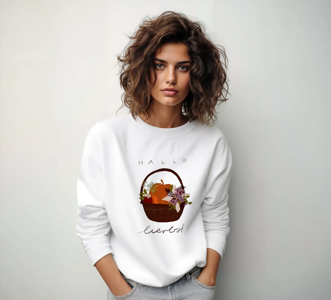 Hallo Herbst Erntedank Korb felpa da Sophie Augustin Illustration