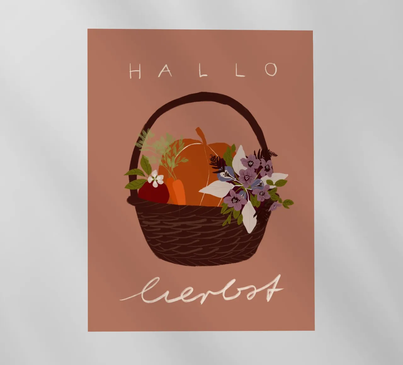 Hallo Herbst Erntedank Korb pellicola backlit da Sophie Augustin Illustration