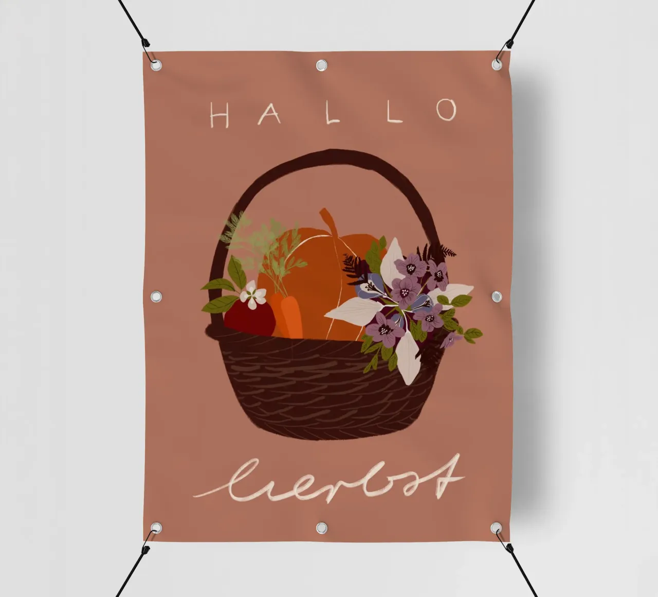 Hallo Herbst Erntedank Korb telo in pvc da Sophie Augustin Illustration