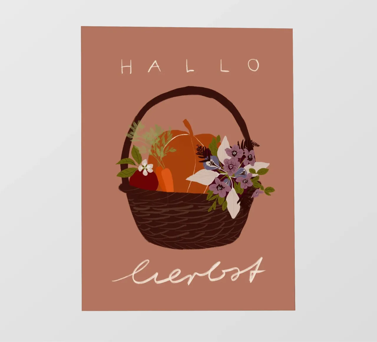 Hallo Herbst Erntedank Korb telo in pvc da Sophie Augustin Illustration
