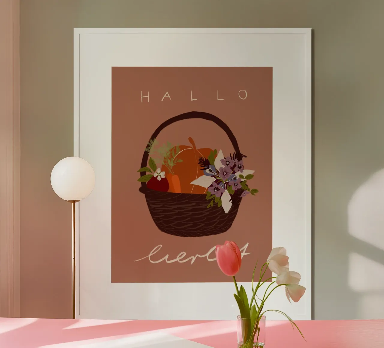 Hallo Herbst Erntedank Korb carta hahnemühle da Sophie Augustin Illustration