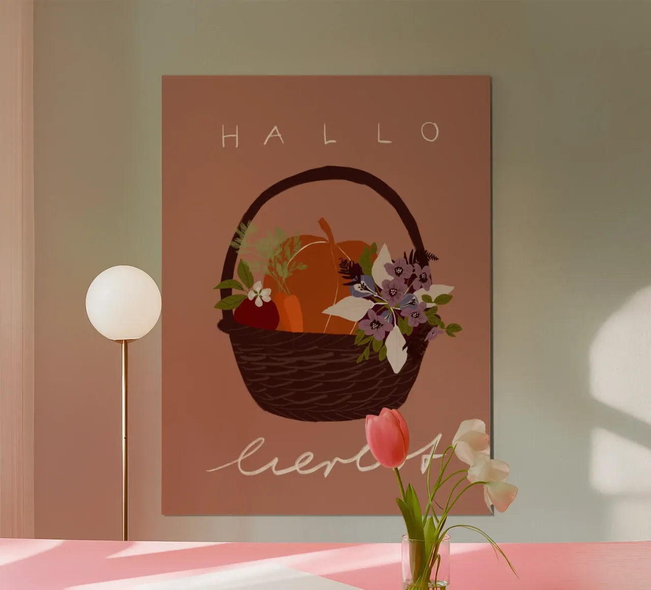 Hallo Herbst Erntedank Korb carta hahnemühle da Sophie Augustin Illustration