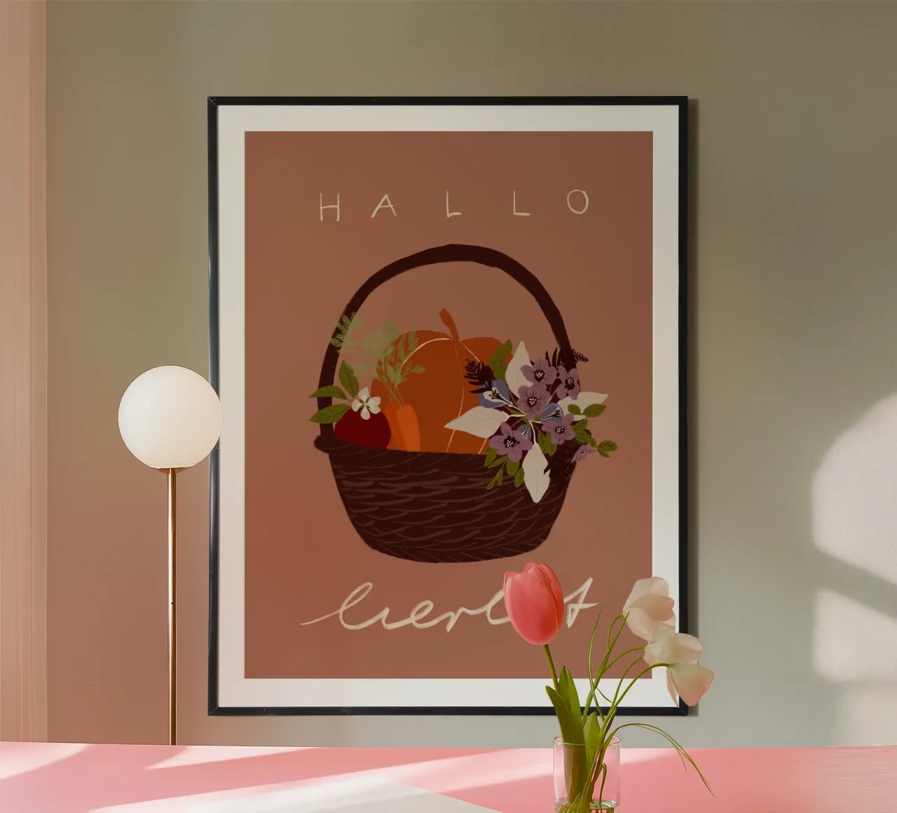 Hallo Herbst Erntedank Korb carta hahnemühle da Sophie Augustin Illustration