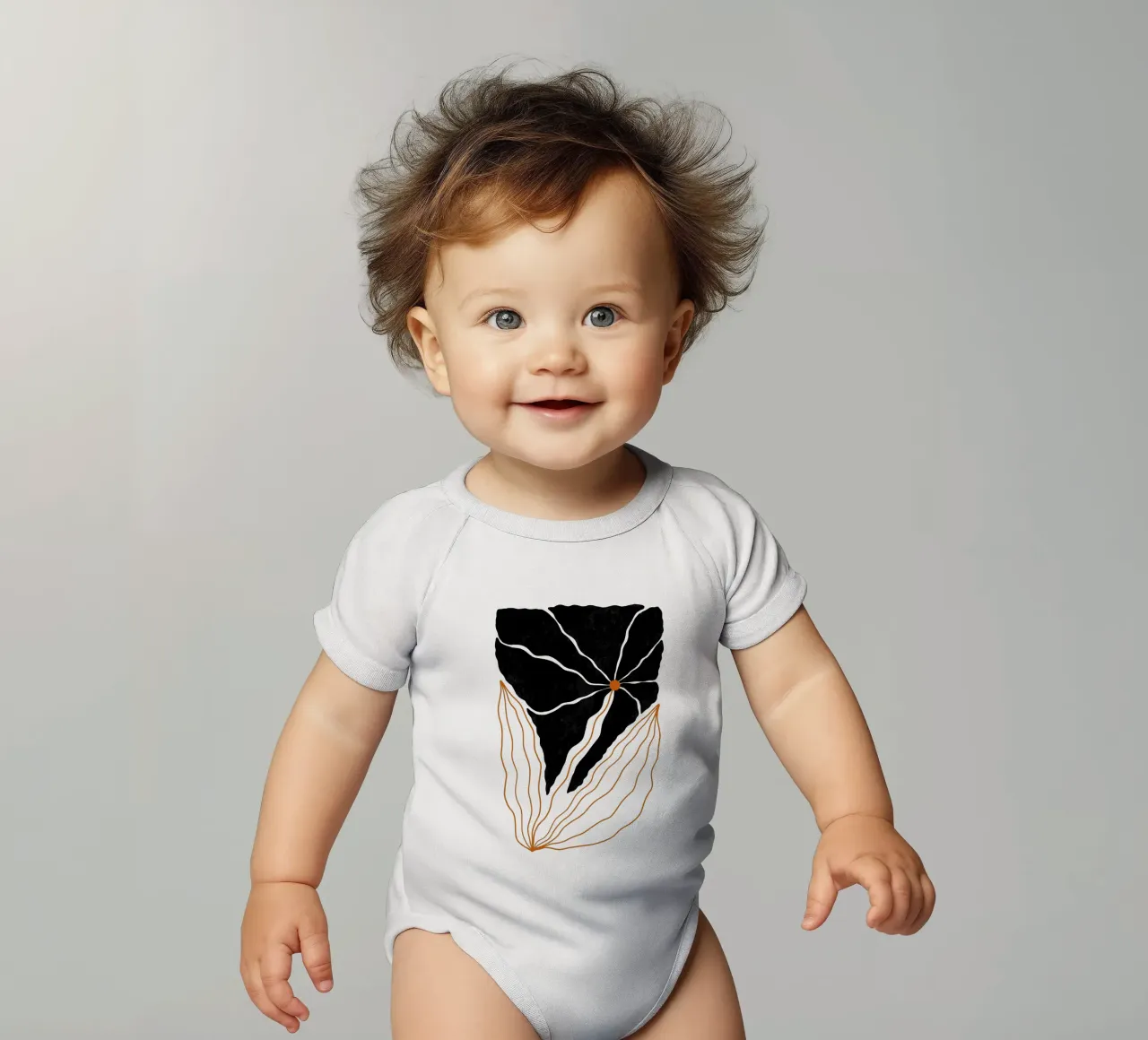Wavy Black Bold Flower body neonato maniche corte da TijanaArtStudio88
