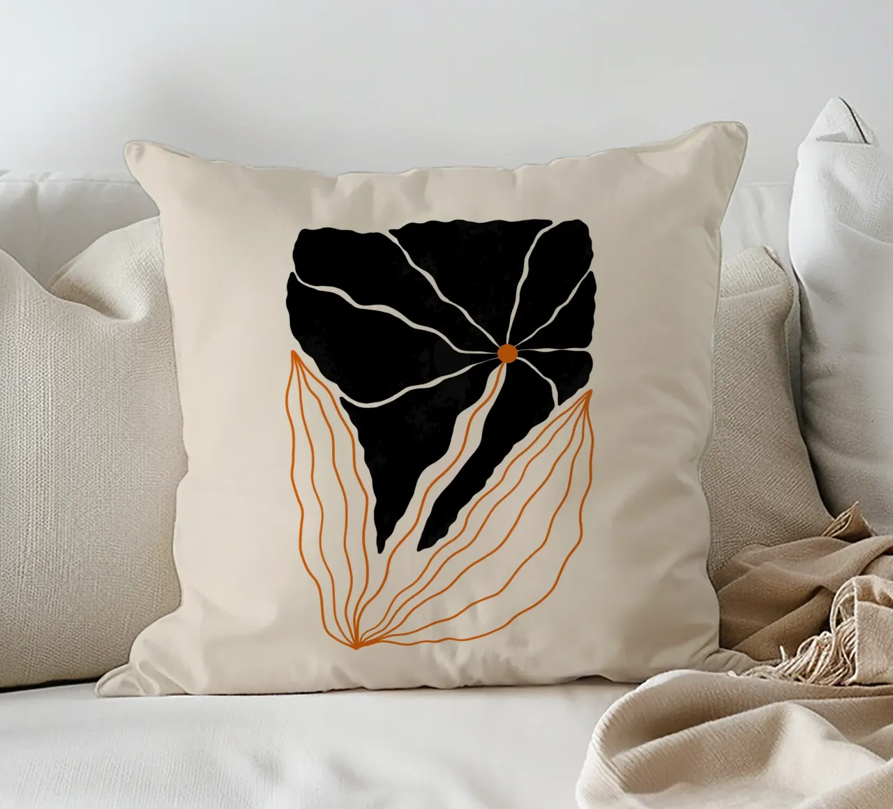 Wavy Black Bold Flower cuscino da TijanaArtStudio88