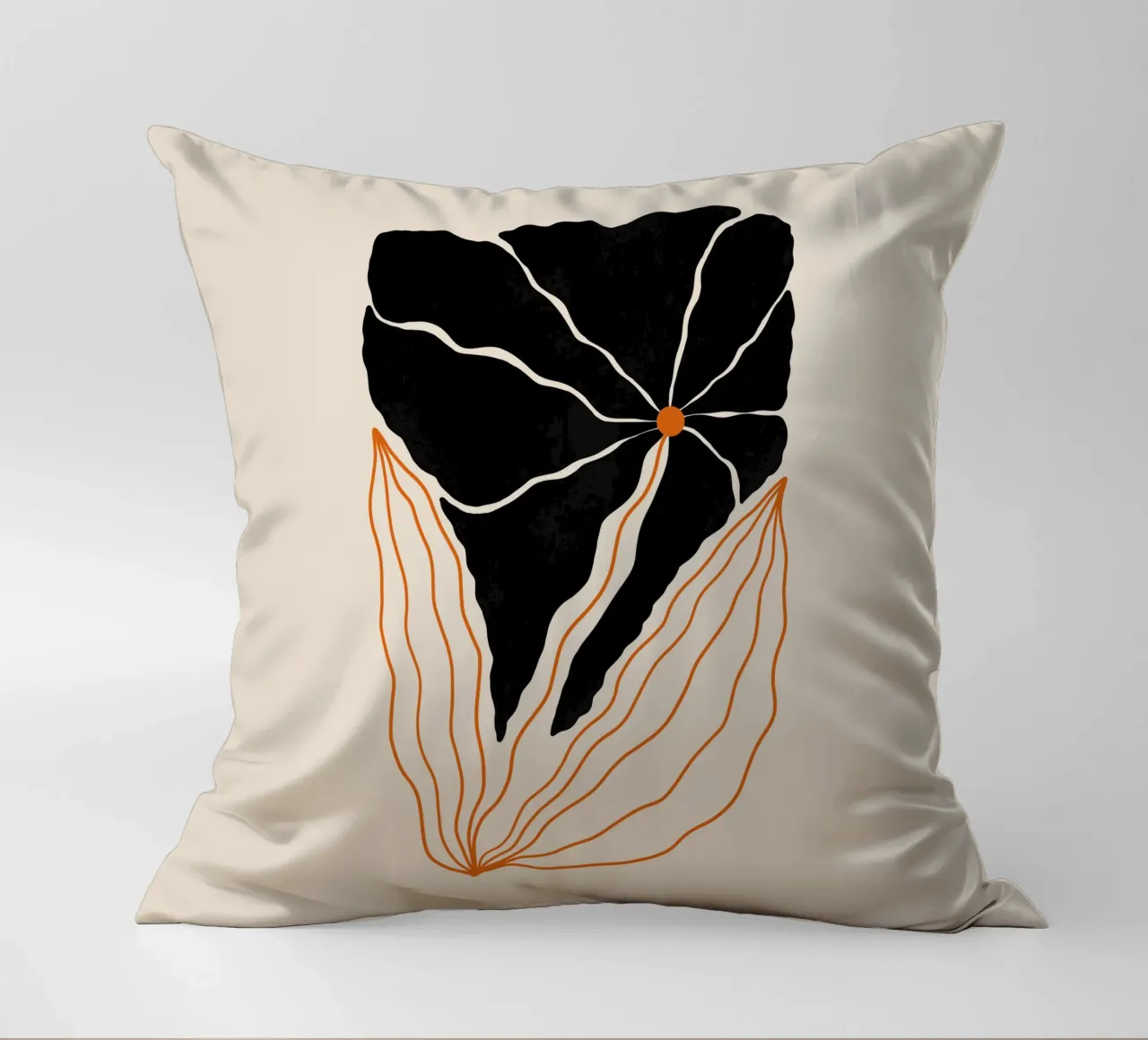 Wavy Black Bold Flower cuscino da TijanaArtStudio88