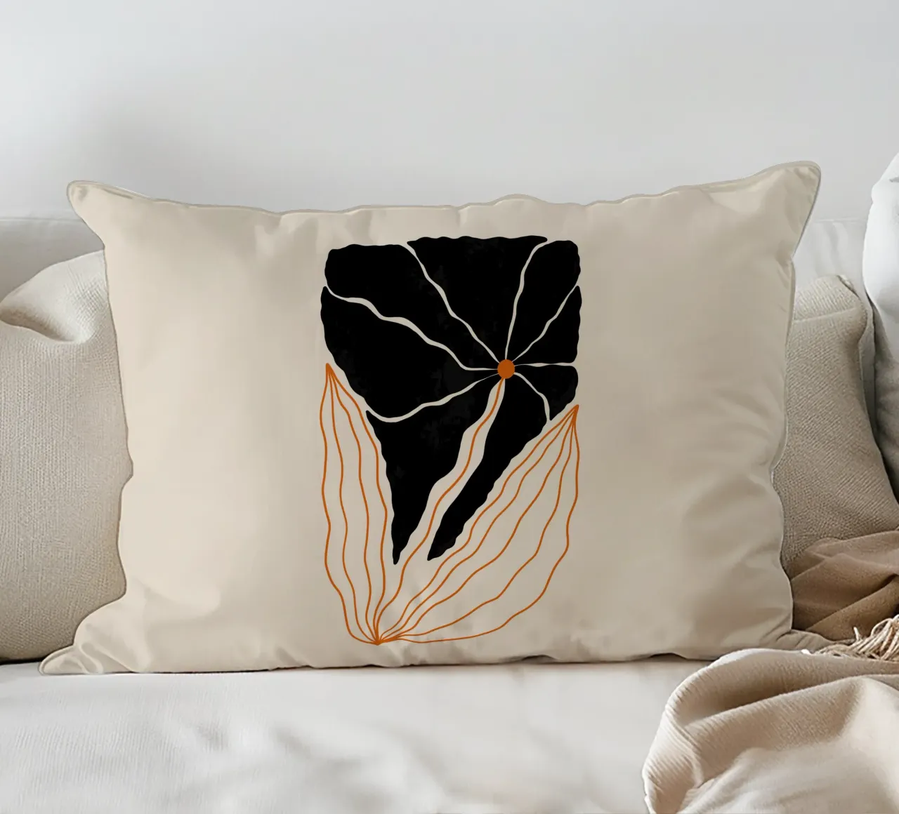 Wavy Black Bold Flower cuscino da TijanaArtStudio88