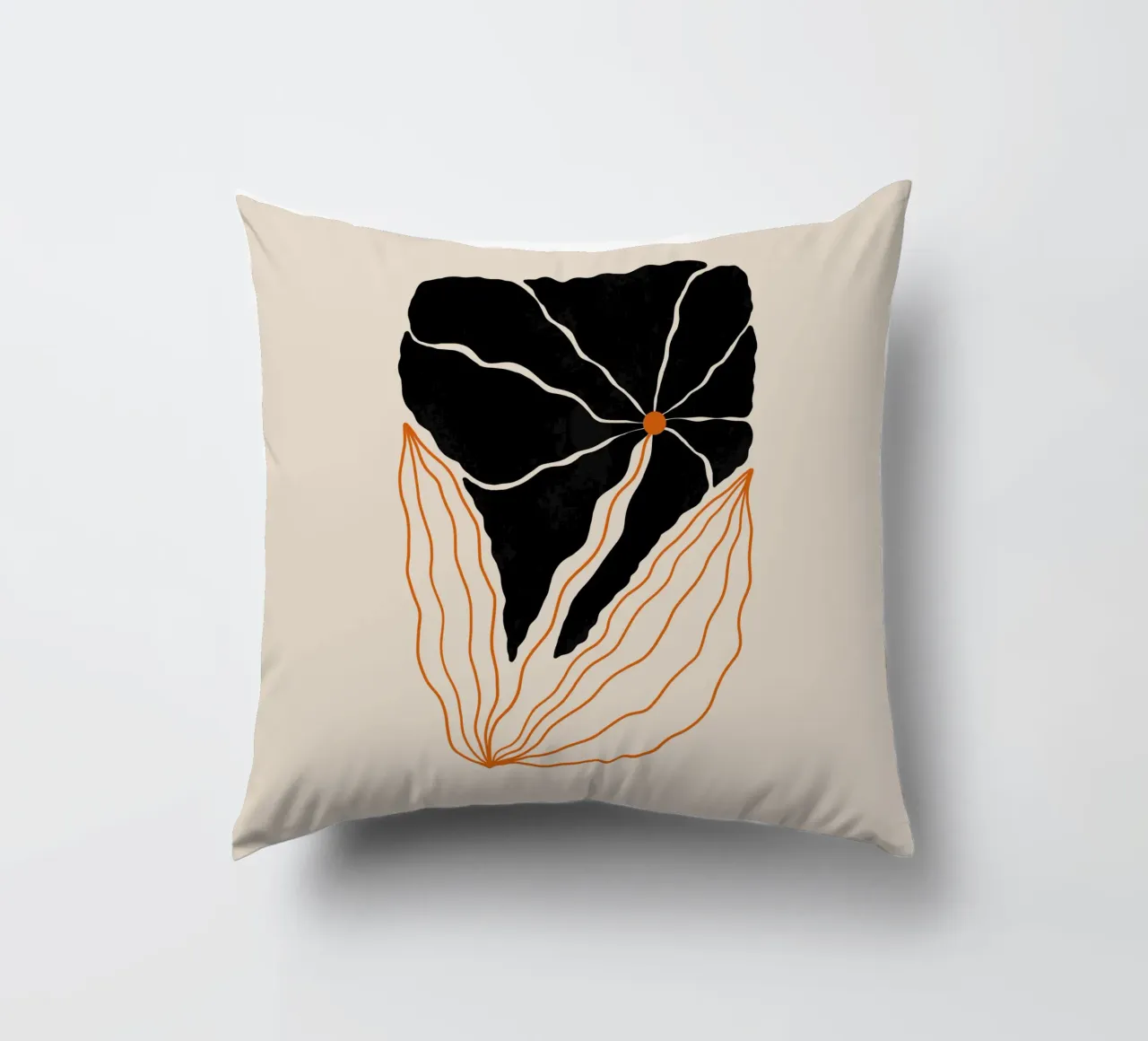 Wavy Black Bold Flower cuscino da TijanaArtStudio88