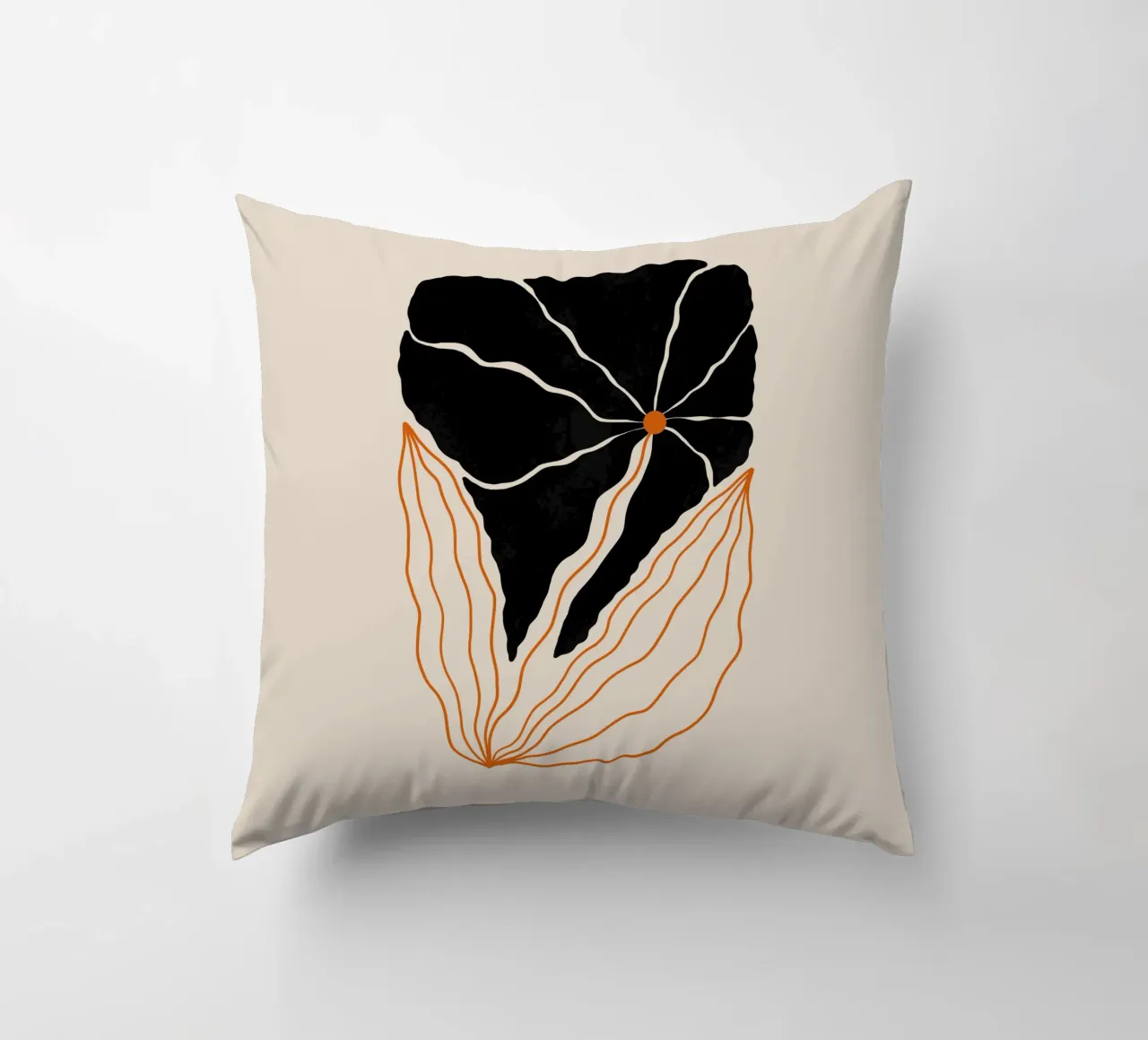 Wavy Black Bold Flower cuscino da TijanaArtStudio88