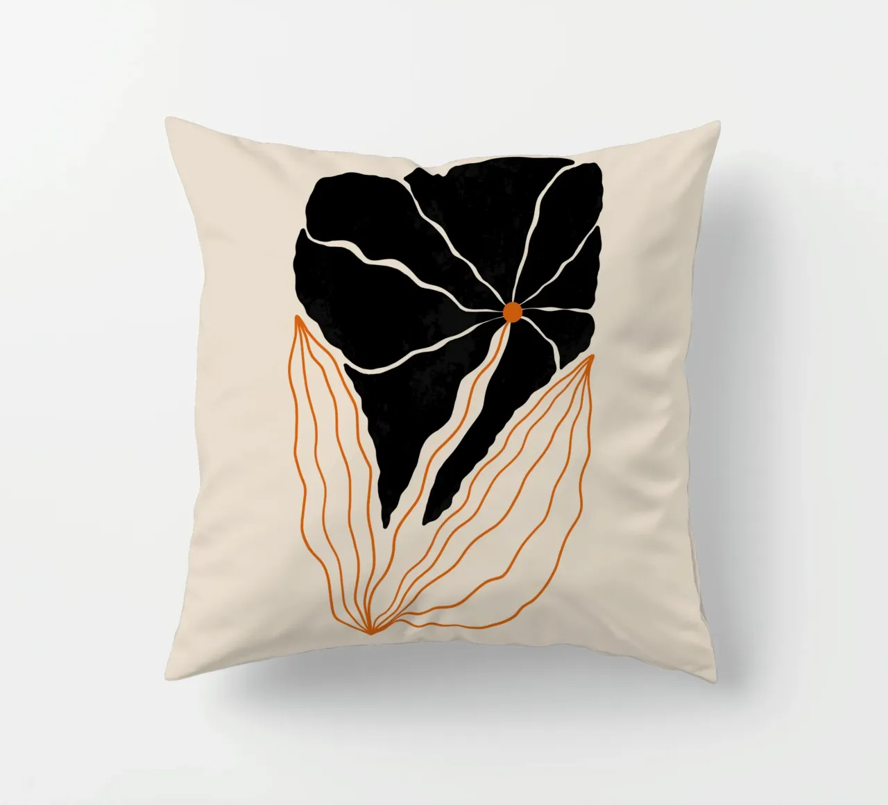 Wavy Black Bold Flower cuscino da TijanaArtStudio88